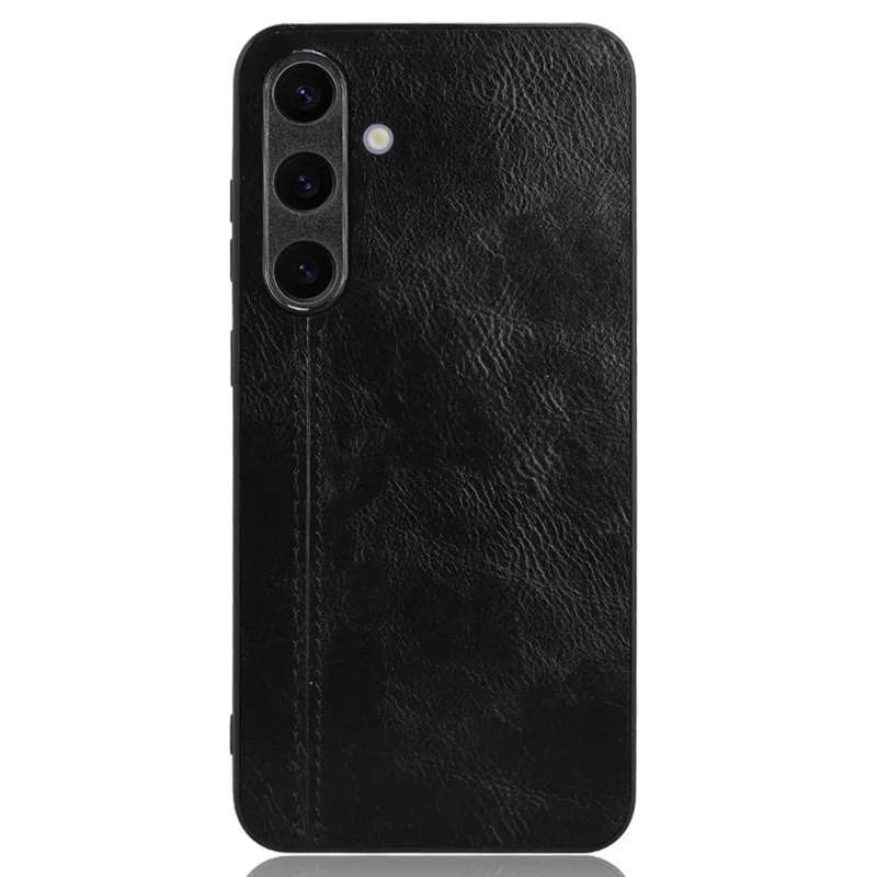 For Samsung Galaxy S24+ Cell Phone Case Cowhide Texture Shock Absorbing Cover - Black