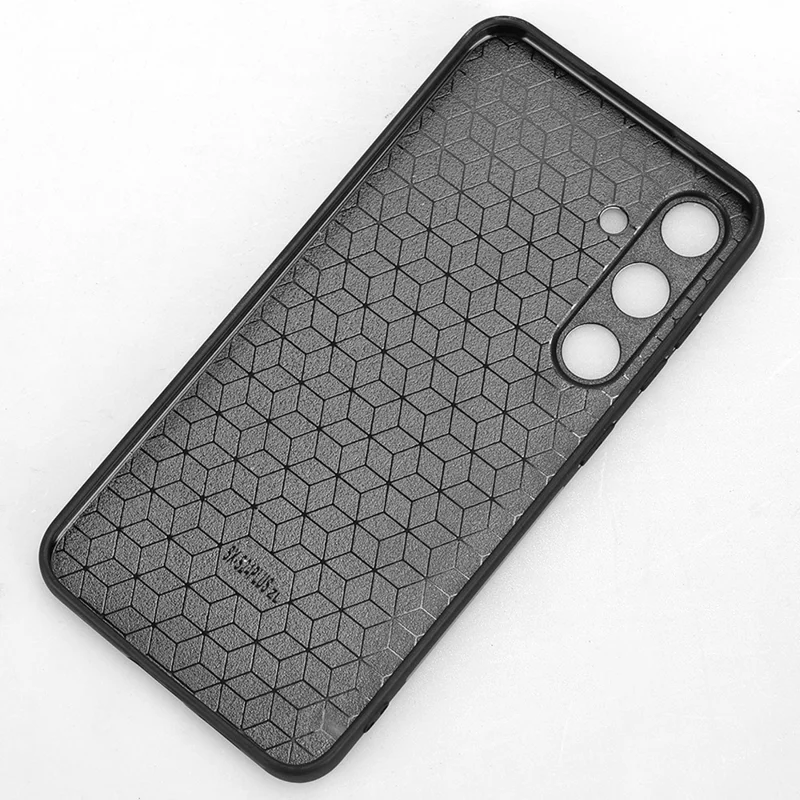 For Samsung Galaxy S24+ Cell Phone Case Cowhide Texture Shock Absorbing Cover - Black