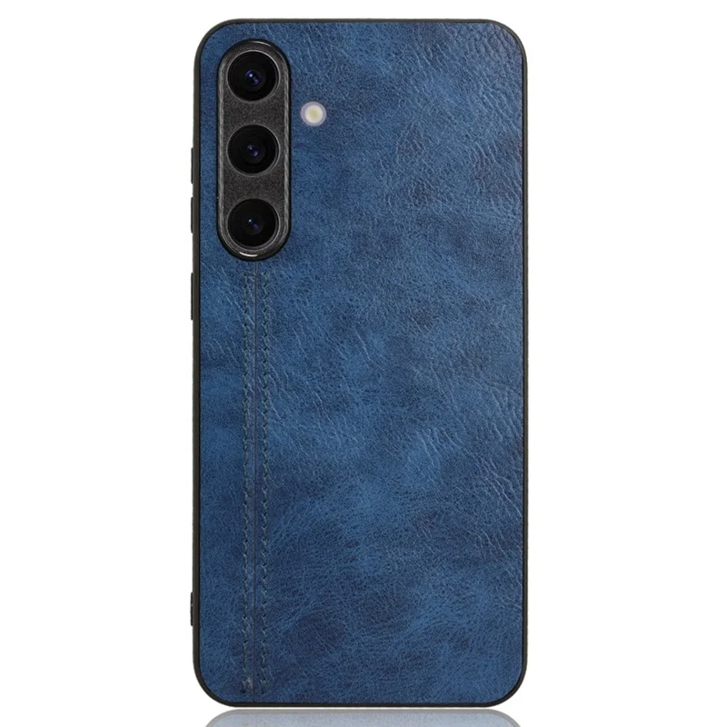 For Samsung Galaxy S24 Case Cowhide Texture Stitching Line Phone Protector - Blue