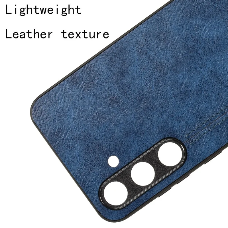 For Samsung Galaxy S24 Case Cowhide Texture Stitching Line Phone Protector - Blue