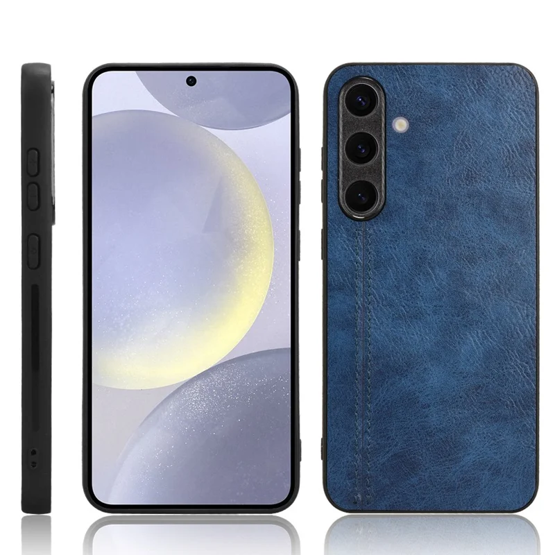 For Samsung Galaxy S24 Case Cowhide Texture Stitching Line Phone Protector - Blue