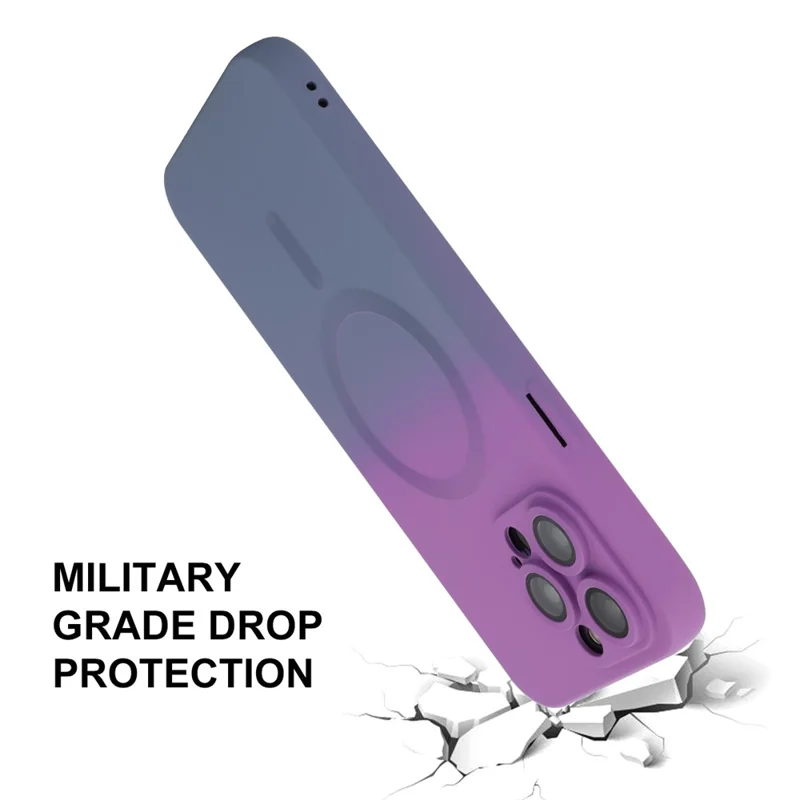 ENAKY HAT PRINCE For iPhone 13 Pro Max Magnetic Case Dual Color Silicone Phone Cover - Purple+Blue