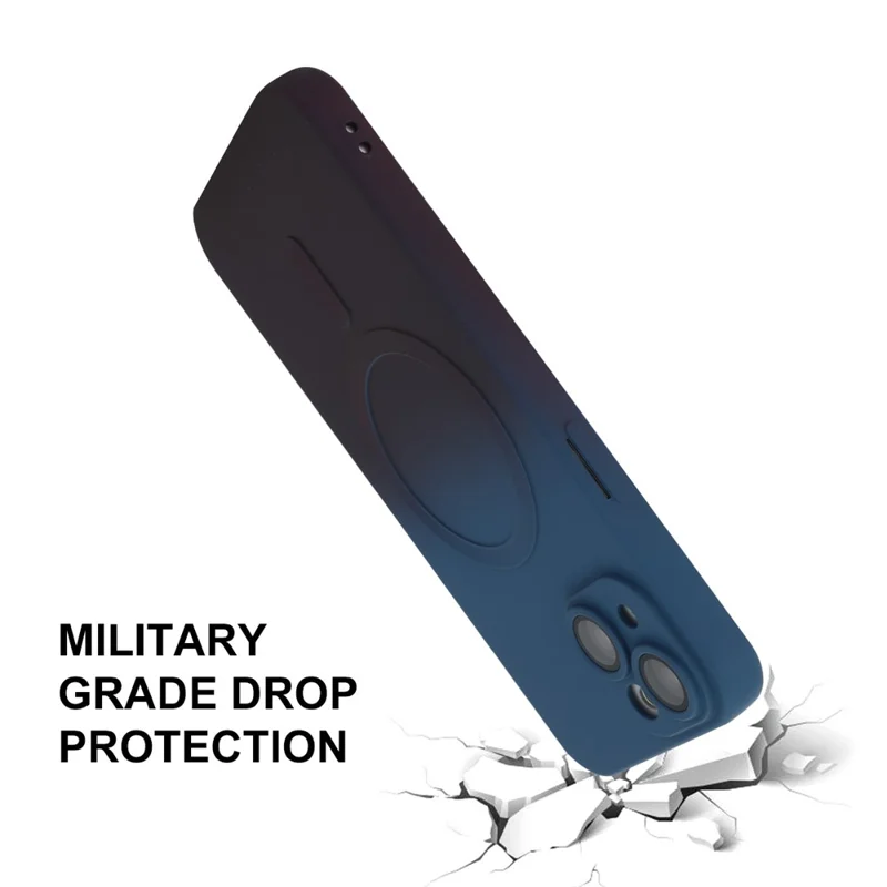 ENAKY HAT PRINCE For iPhone 15 Plus Silicone Magnetic Case Tempered Glass Lens Protector - Dark Blue