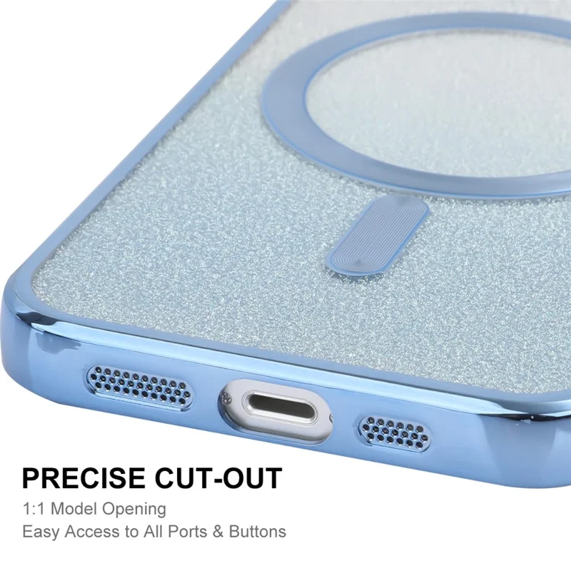 ENAKY HAT PRINCE For iPhone 14 Plus Magnetic TPU Case Electroplating Glitter Phone Cover - Blue