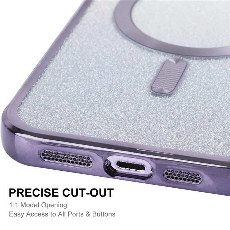 ENAKY HAT PRINCE For iPhone 14 Pro Max TPU Case Compatible with MagSafe Glitter Paper - Purple