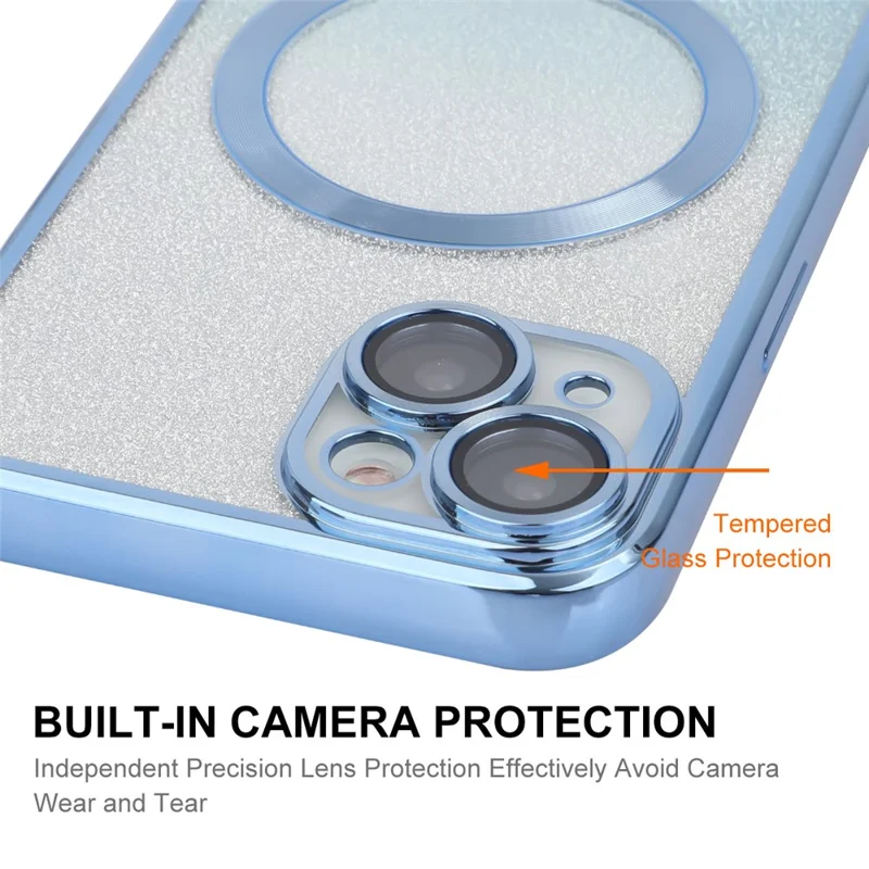 ENAKY HAT PRINCE For iPhone 15 Plus Magnetic Phone Case Tempered Glass Lens Protector  - Blue