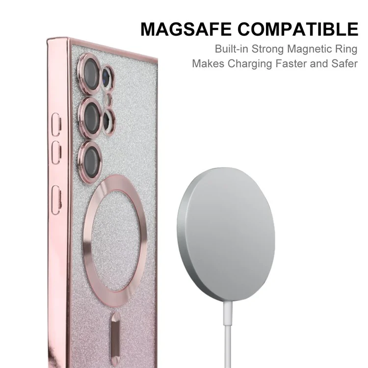 ENAKY HAT PRINCE Para Capa Samsung Galaxy S24 Ultra Capa Magnética Compatível com MagSafe - Rosa
