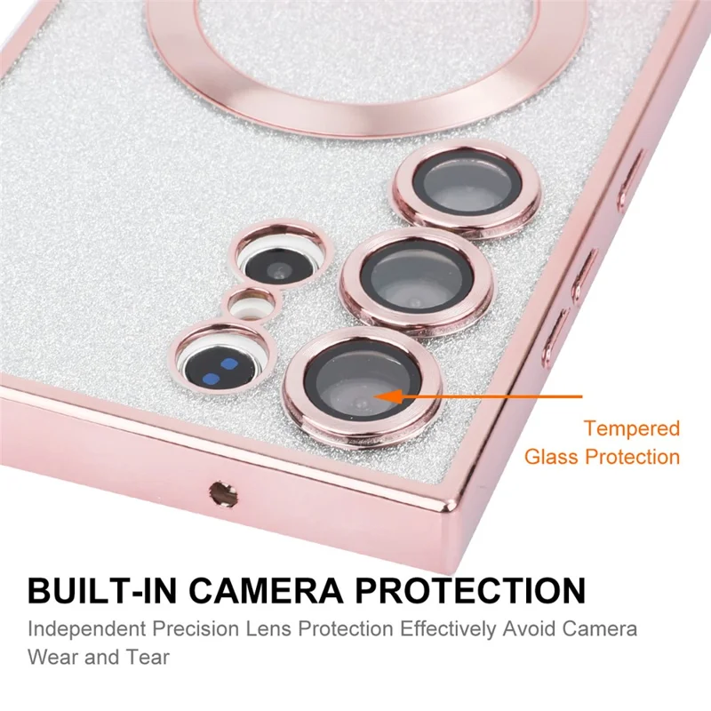 ENAKY HAT PRINCE voor Samsung Galaxy S23 Ultra Magnetische Case Galvaniseren TPU Cover - Roze