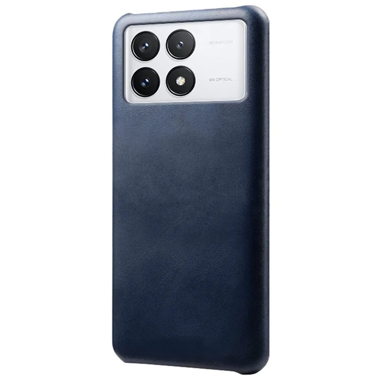 Pour Xiaomi Redmi K70E 5G / Poco X6 Pro 5G Calf Texture Phone Case Anti-Scratch PU Leather Coated PC Cover - Bleu