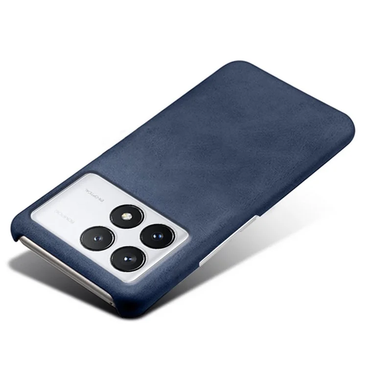 Pour Xiaomi Redmi K70E 5G / Poco X6 Pro 5G Calf Texture Phone Case Anti-Scratch PU Leather Coated PC Cover - Bleu