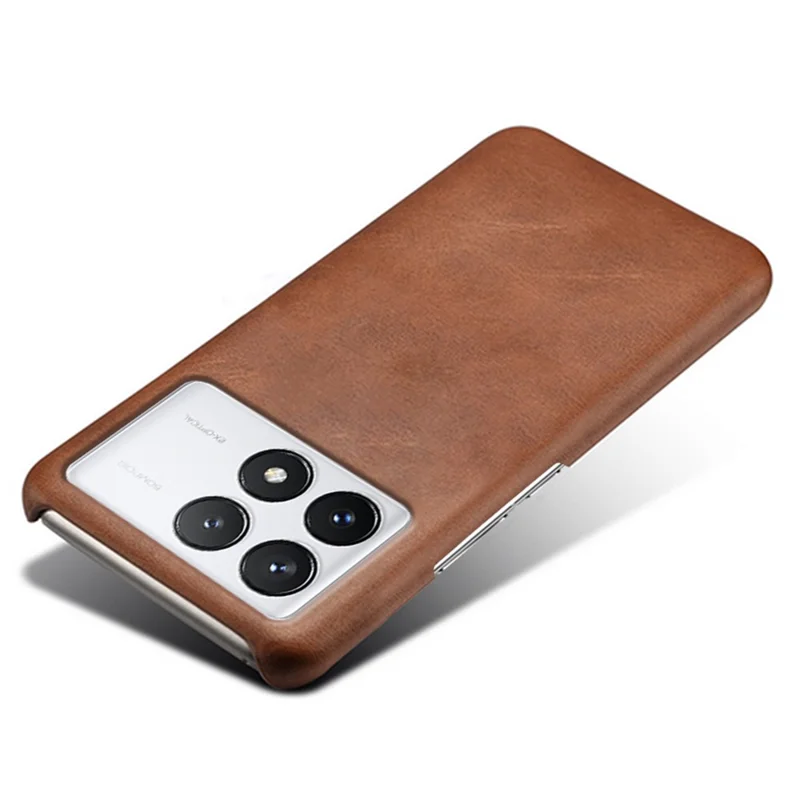 For Xiaomi Poco F6 Pro 5G / Redmi K70 5G / K70 Pro 5G Slim-Fit PU Leather Coated PC Cover Anti-Scratch Phone Case - Brown