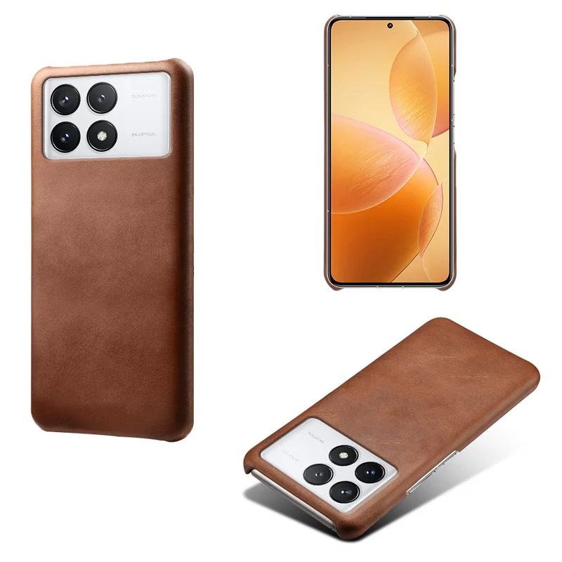 For Xiaomi Poco F6 Pro 5G / Redmi K70 5G / K70 Pro 5G Slim-Fit PU Leather Coated PC Cover Anti-Scratch Phone Case - Brown