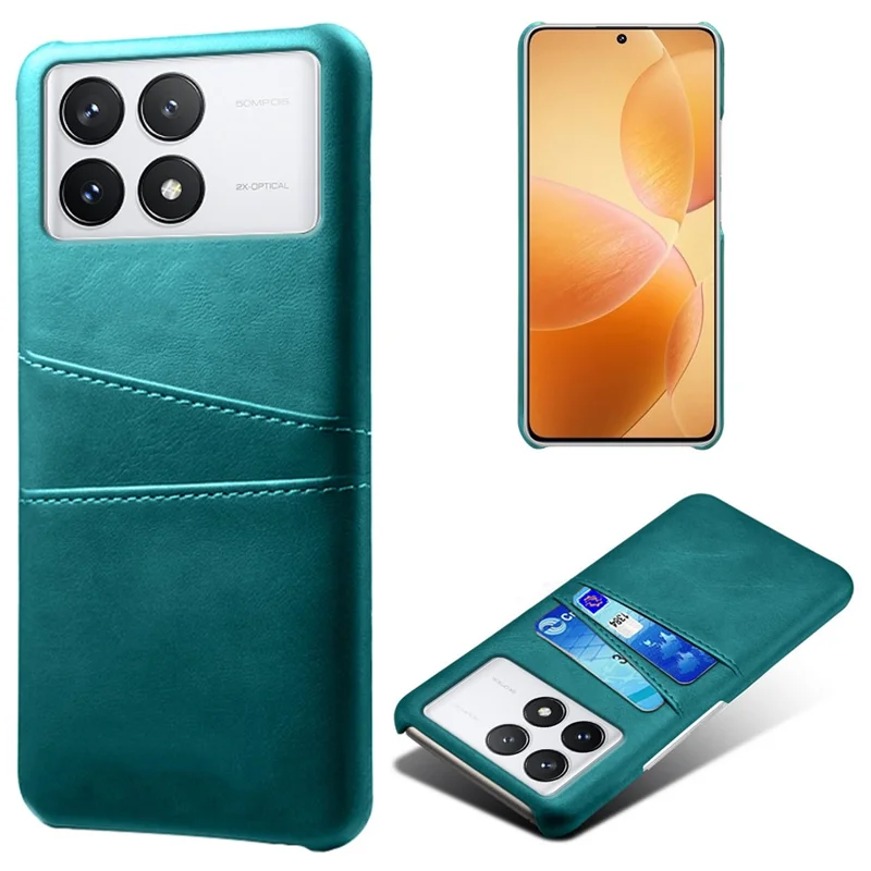 For Xiaomi Redmi K70E 5G / Poco X6 Pro 5G Cell Phone Case PU+Hard PC Dual Card Slots Back Cover - Green