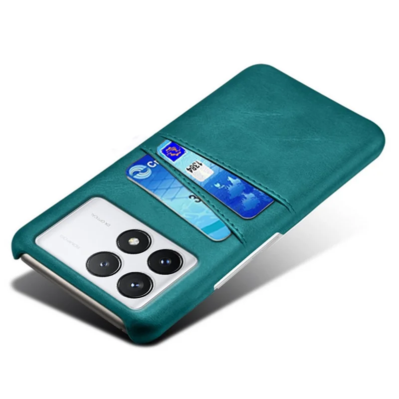 For Xiaomi Redmi K70E 5G / Poco X6 Pro 5G Cell Phone Case PU+Hard PC Dual Card Slots Back Cover - Green