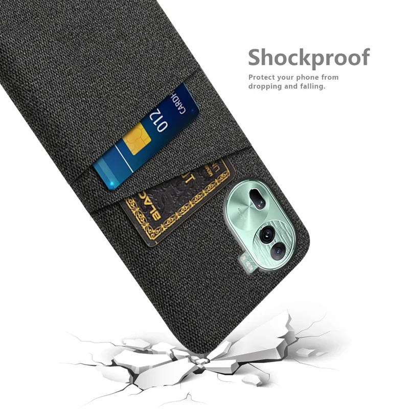 For Oppo Reno11 Pro 5G (Global) / Reno11 (China) 5G Phone Case Card Holder Cover Cloth Texture Comfortable - Black