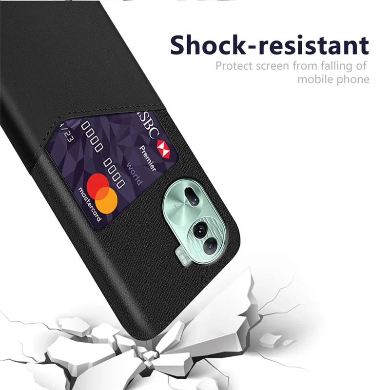 For Oppo Reno11 Pro 5G (Global) / Reno11 (China) 5G Phone Case Cloth Texture Protective Cover Card Holder - Black