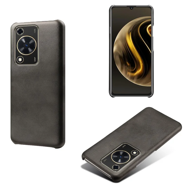 For Huawei Enjoy 70 4G / nova Y72 4G Phone Case Shockproof Cover with Calf Textured - Black