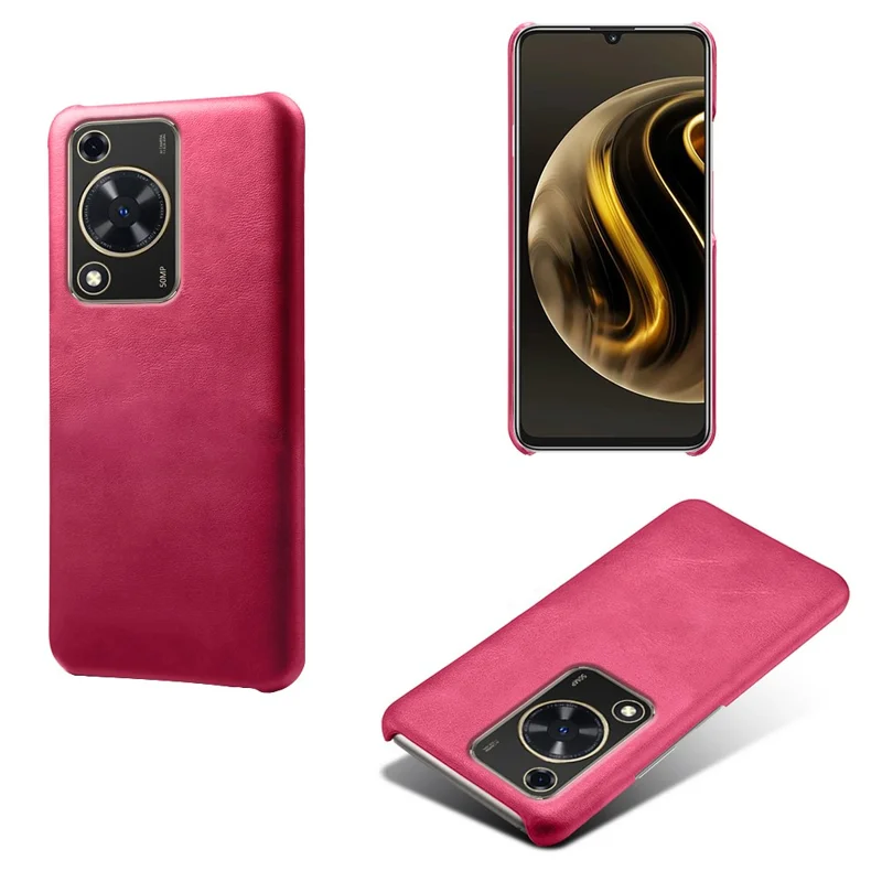 For Huawei Enjoy 70 4G / nova Y72 4G Phone Case Shockproof Cover with Calf Textured - Rose