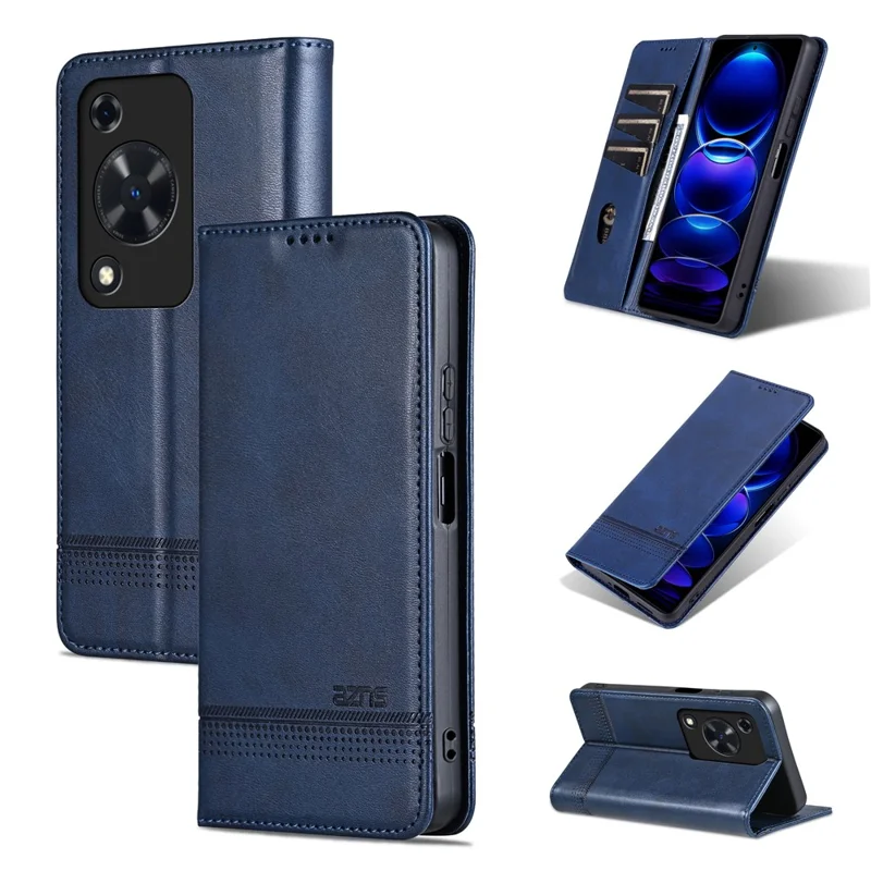 AZNS For Huawei Enjoy 70 4G / nova Y72 4G PU Leather Wallet Case Magnetic Absorption Flip Phone Cover - Blue