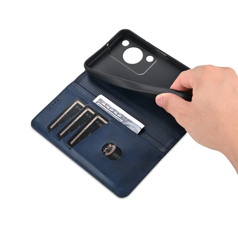 AZNS For Huawei Enjoy 70 4G / nova Y72 4G PU Leather Wallet Case Magnetic Absorption Flip Phone Cover - Blue