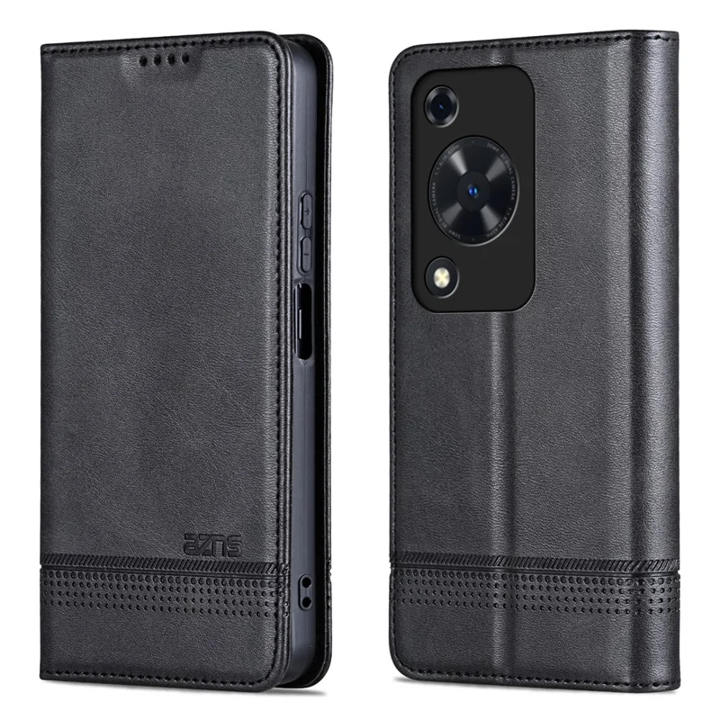 AZNS For Huawei Enjoy 70 4G / nova Y72 4G PU Leather Wallet Case Magnetic Absorption Flip Phone Cover - Black