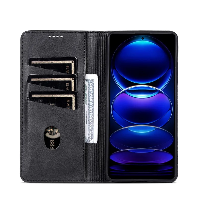 AZNS For Huawei Enjoy 70 4G / nova Y72 4G PU Leather Wallet Case Magnetic Absorption Flip Phone Cover - Black