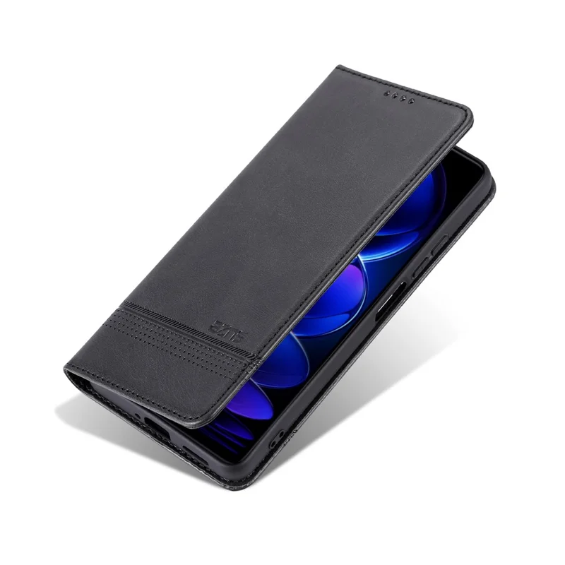 AZNS For Huawei Enjoy 70 4G / nova Y72 4G PU Leather Wallet Case Magnetic Absorption Flip Phone Cover - Black