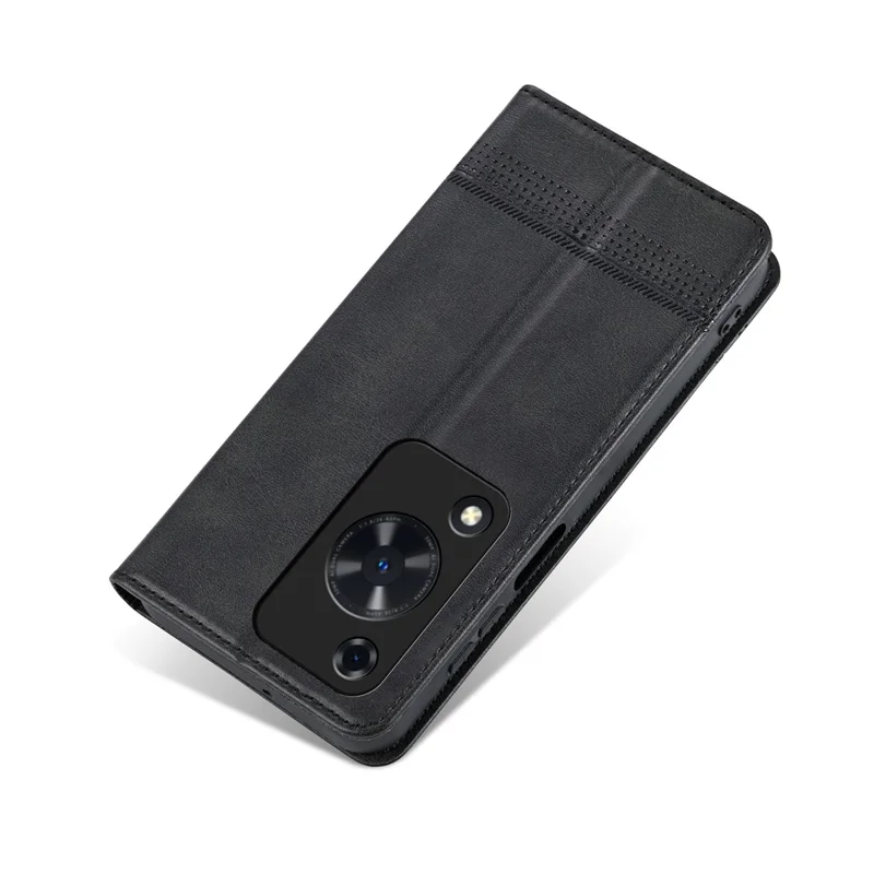 AZNS For Huawei Enjoy 70 4G / nova Y72 4G PU Leather Wallet Case Magnetic Absorption Flip Phone Cover - Black