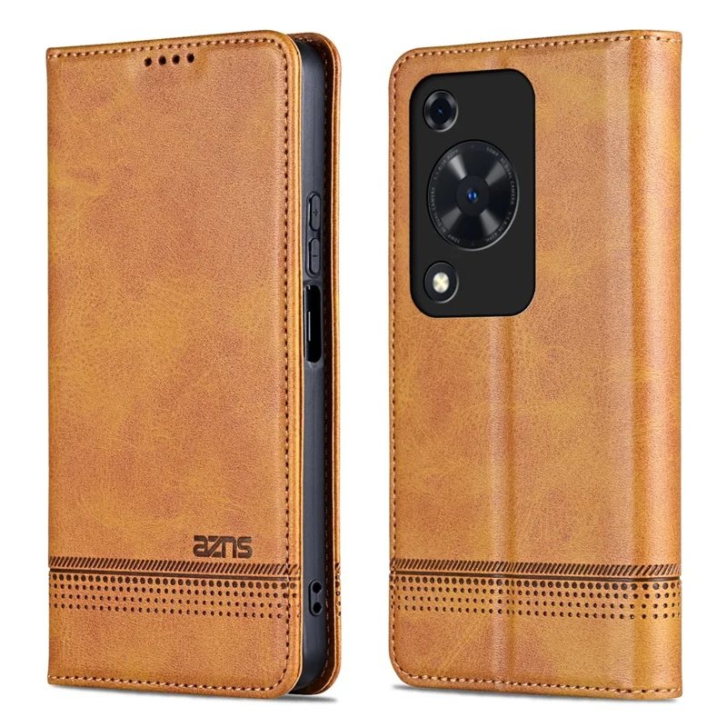 AZNS For Huawei Enjoy 70 4G / nova Y72 4G PU Leather Wallet Case Magnetic Absorption Flip Phone Cover - Brown