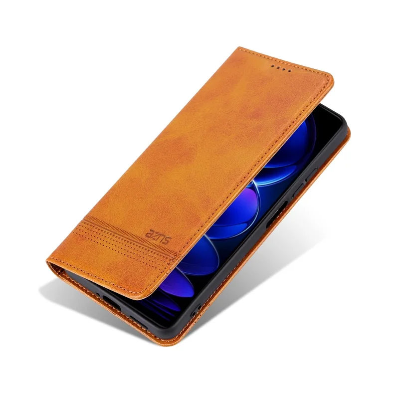AZNS For Huawei Enjoy 70 4G / nova Y72 4G PU Leather Wallet Case Magnetic Absorption Flip Phone Cover - Brown