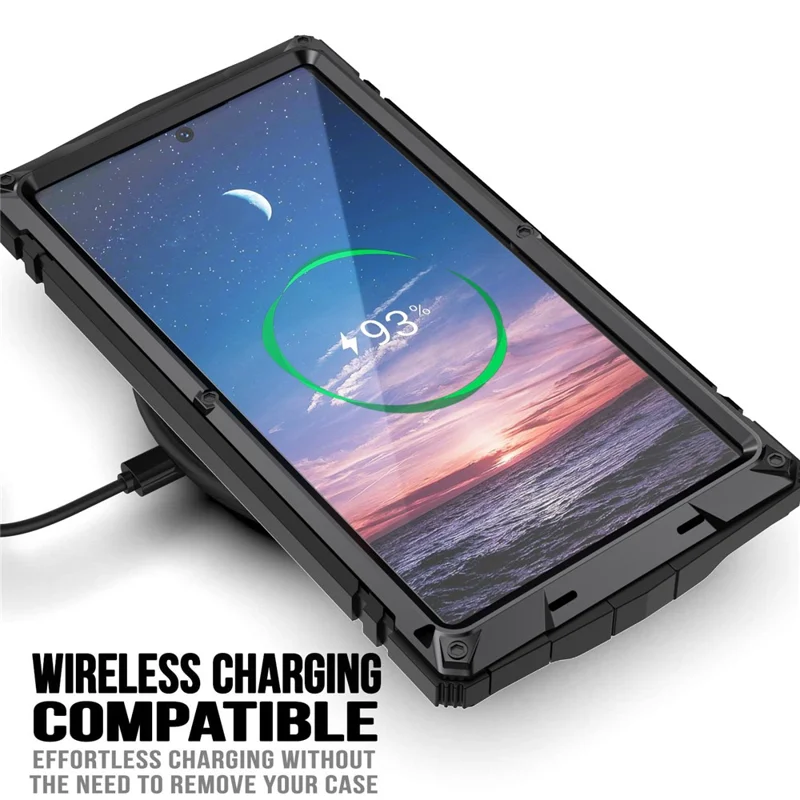 R-JUST Pour Samsung Galaxy S24 Ultra Coque de Téléphone Étui de Protection Complète avec Support - Noir