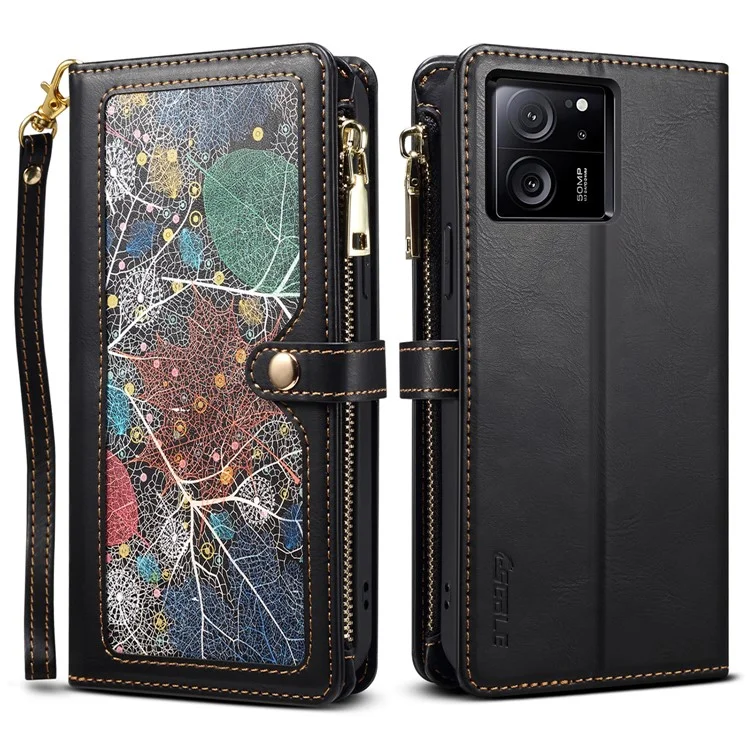 ESEBLE For Xiaomi Redmi K60 Ultra / 13T / 13T Pro Case Wallet Stand Phone Cover - Black