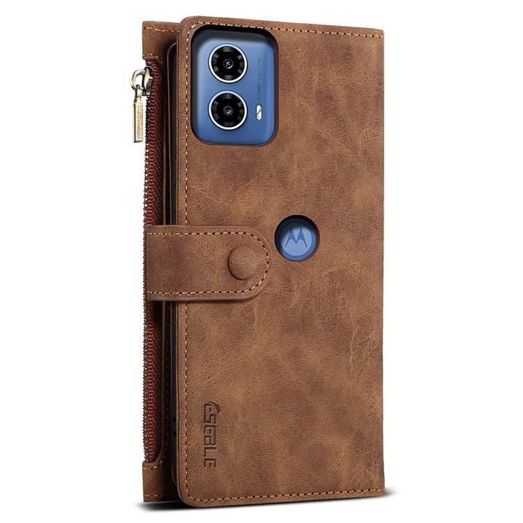 ESEBLE Star Series Per Motorola Moto G45 5G / G34 5G Custodia Portafoglio con Supporto Flip Cover per Telefono - Marrone