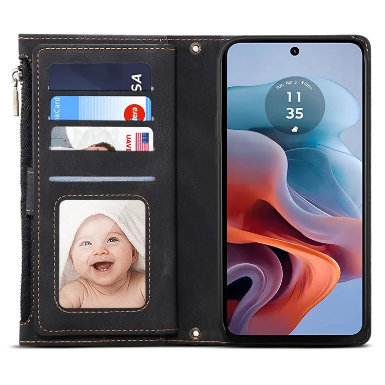 ESEBLE Star Series For Motorola Moto G45 5G / G34 5G Wallet Case Stand Flip Phone Cover - Black