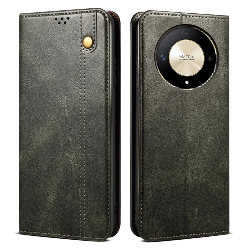 For Honor Magic6 Lite 5G / X9b 5G PU Leather Phone Case Flip Wallet Waxy Crazy Horse Texture - Green