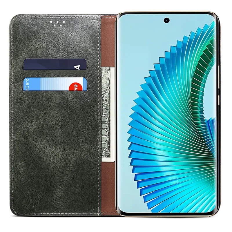 For Honor Magic6 Lite 5G / X9b 5G PU Leather Phone Case Flip Wallet Waxy Crazy Horse Texture - Green