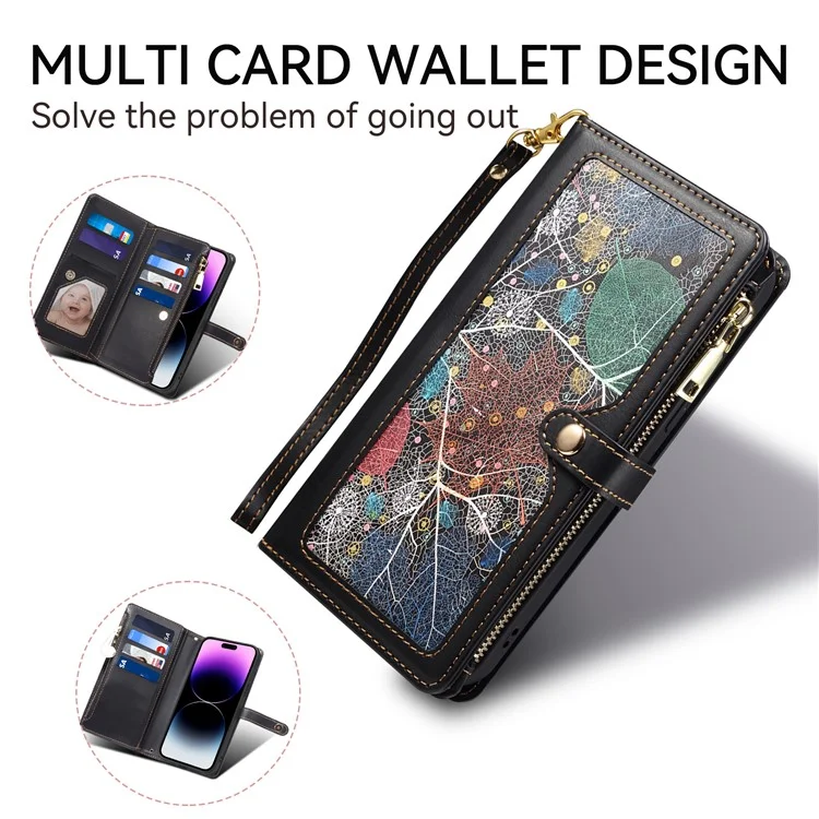 ESEBLE Galaxy Series per Motorola Moto G45 5G / G34 5G Custodia Wallet con Blocco RFID in Pelle - Nero