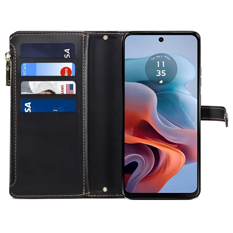 ESEBLE Galaxy Series per Motorola Moto G45 5G / G34 5G Custodia Wallet con Blocco RFID in Pelle - Nero