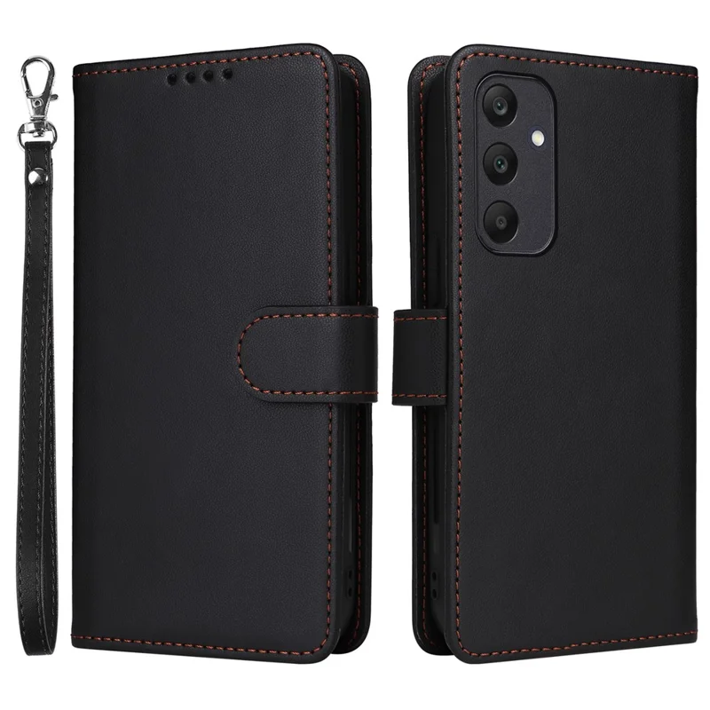 For Samsung Galaxy A25 5G (Global) (161mm) Magnetic Case BETOPNICE Detachable PU Leather Phone Cover with Strap - Black
