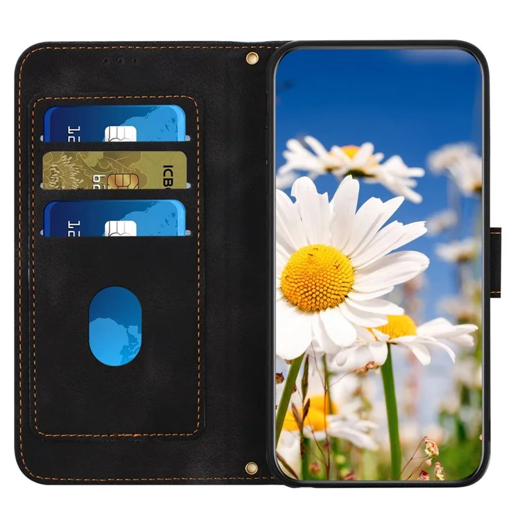 For Google Pixel 8a Phone Case Flower Pattern Stand Cover - Black