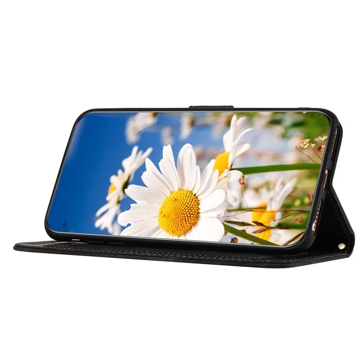 For Google Pixel 8a Phone Case Flower Pattern Stand Cover - Black