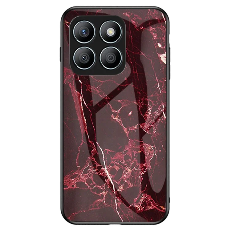 For Honor X8b 4G Tempered Glass+PC+TPU Funda de Teléfono con Patrón de Mármol - Mármol Rojo Sangre