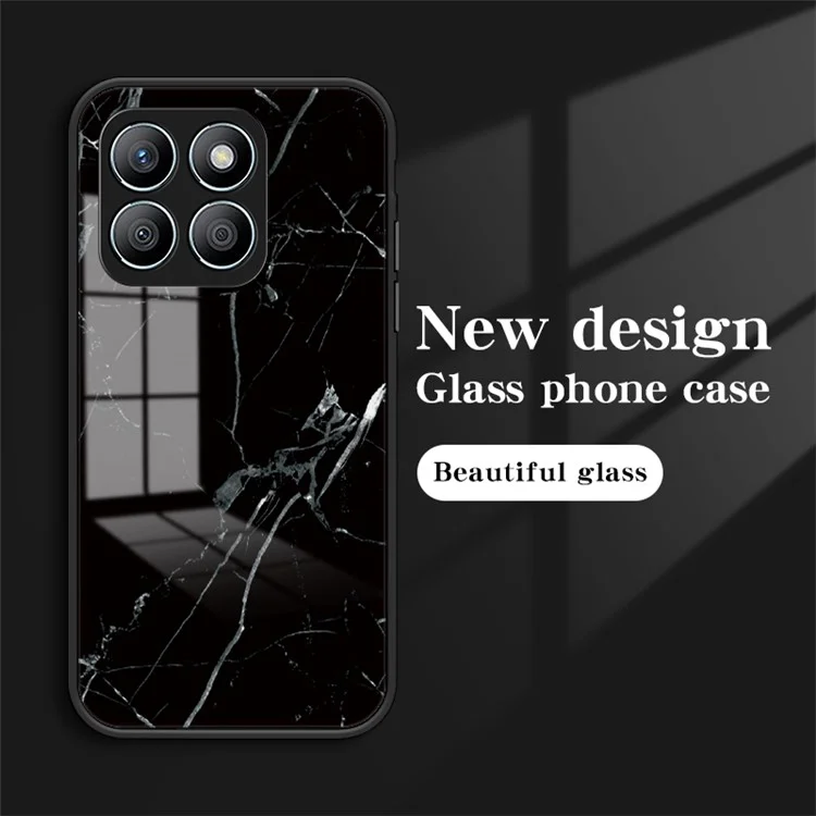 For Honor X8b 4G Tempered Glass+PC+TPU Funda de Teléfono con Patrón de Mármol - Mármol Rojo Sangre
