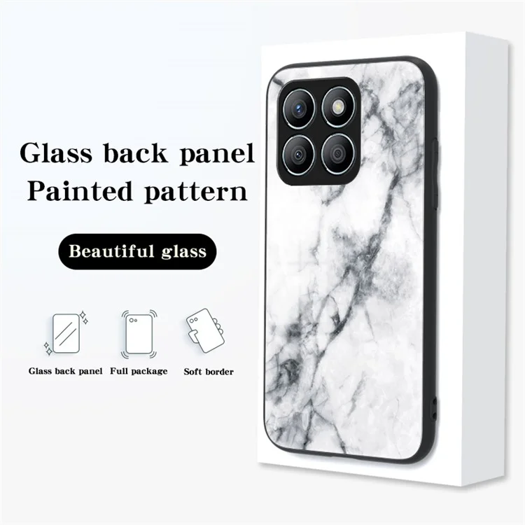 For Honor X8b 4G Tempered Glass+PC+TPU Funda de Teléfono con Patrón de Mármol - Mármol Rojo Sangre