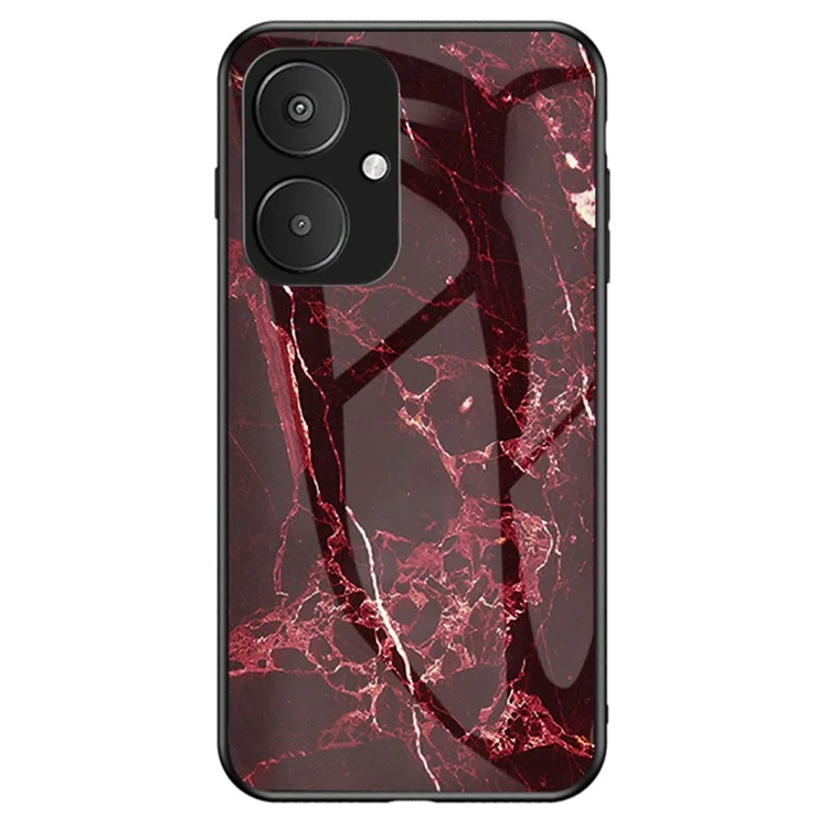 Pour Xiaomi Redmi 13C 5G / 13R 5G / Poco M6 5G Étui à motif marbre Verre trempé + PC + Housse TPU - Marbre rouge sang