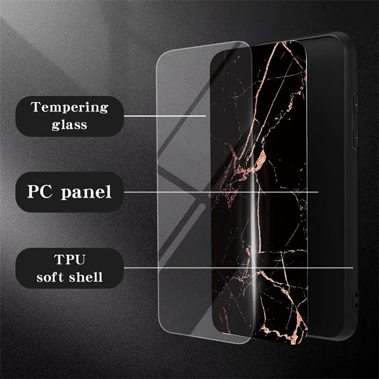 Pour Xiaomi Redmi 13C 5G / 13R 5G / Poco M6 5G Étui à motif marbre Verre trempé + PC + Housse TPU - Marbre rouge sang