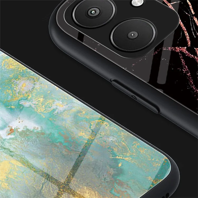 Pour Xiaomi Redmi 13C 5G / 13R 5G / Poco M6 5G Étui à motif marbre Verre trempé + PC + Housse TPU - Marbre rouge sang