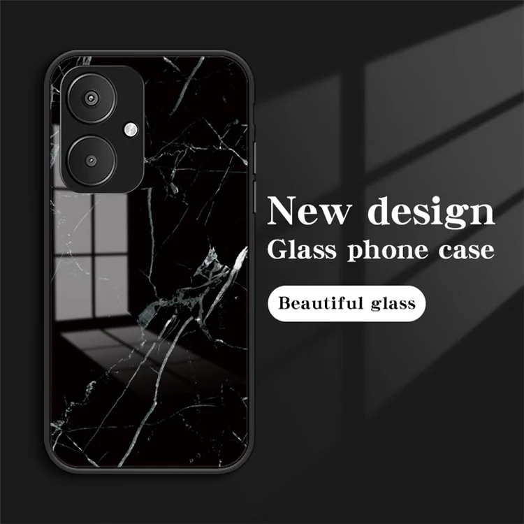 Pour Xiaomi Redmi 13C 5G / 13R 5G / Poco M6 5G Étui à motif marbre Verre trempé + PC + Housse TPU - Marbre rouge sang