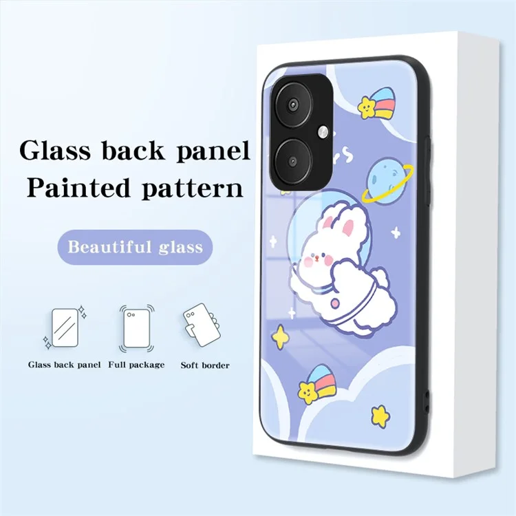 Für Xiaomi Redmi 13C 5G / 13R 5G / Poco M6 5G Gehärtetes Glas-Hülle Cartoon-Muster Handyhülle - Engelkatze