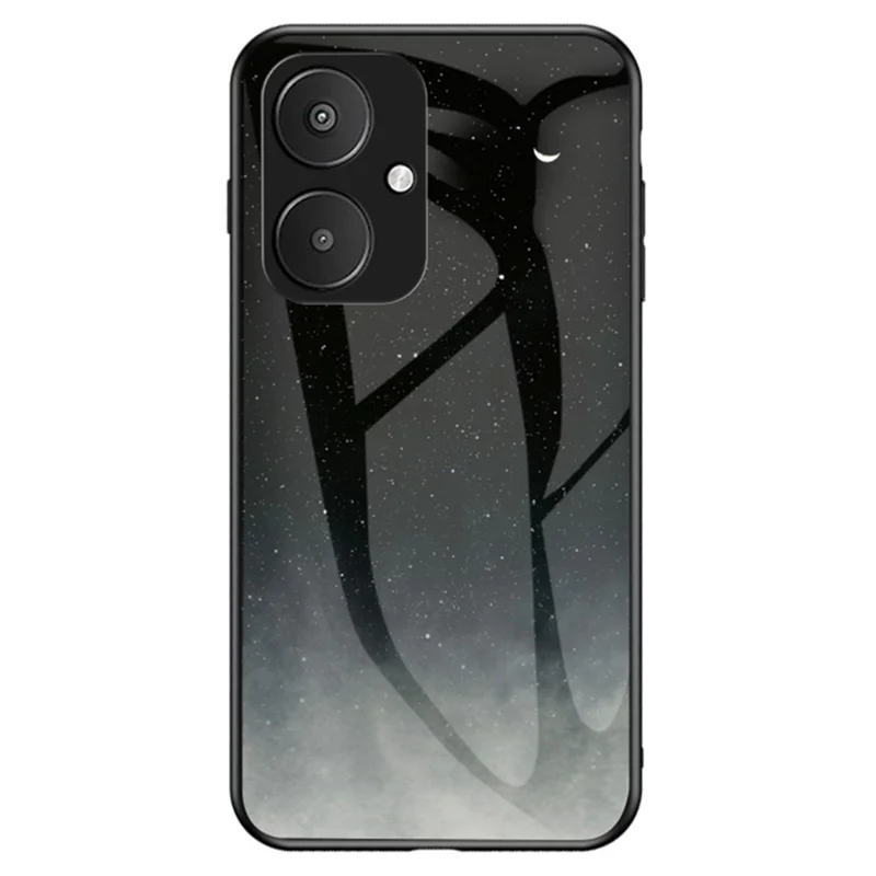For Xiaomi Redmi 13C 5G / 13R 5G / Poco M6 5G Tempered Glass Phone Case Starry Sky Pattern - Starry Crescent Moon